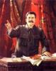 Сталин-оракул и пророк на фоне знамени