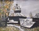 15. Пейзаж с церковью (картон, масло, 1978), из собрания Г.С. Смирнова